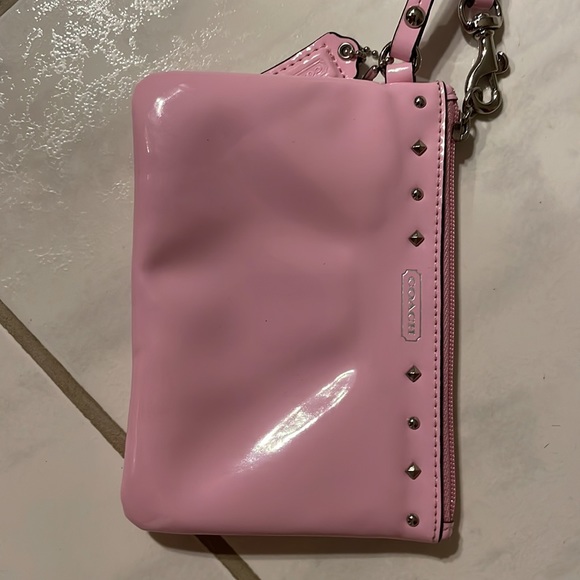 Like new pink patent coach wristlet - super cute, great quality bag. - Picture 2 of 4